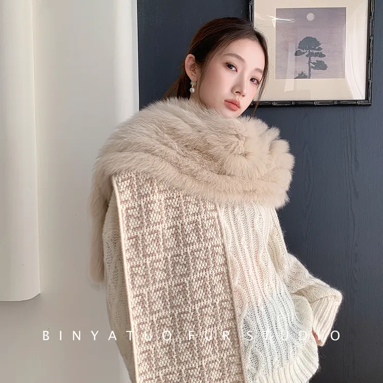 雪冬仙狐姬狐狸毛披肩 韩版气质羊毛网红皮草坎肩大围巾女围脖