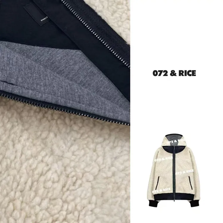 072 & RICE【摇粒外套】秋冬休闲连帽拉链长袖外套 NW057Z TZ