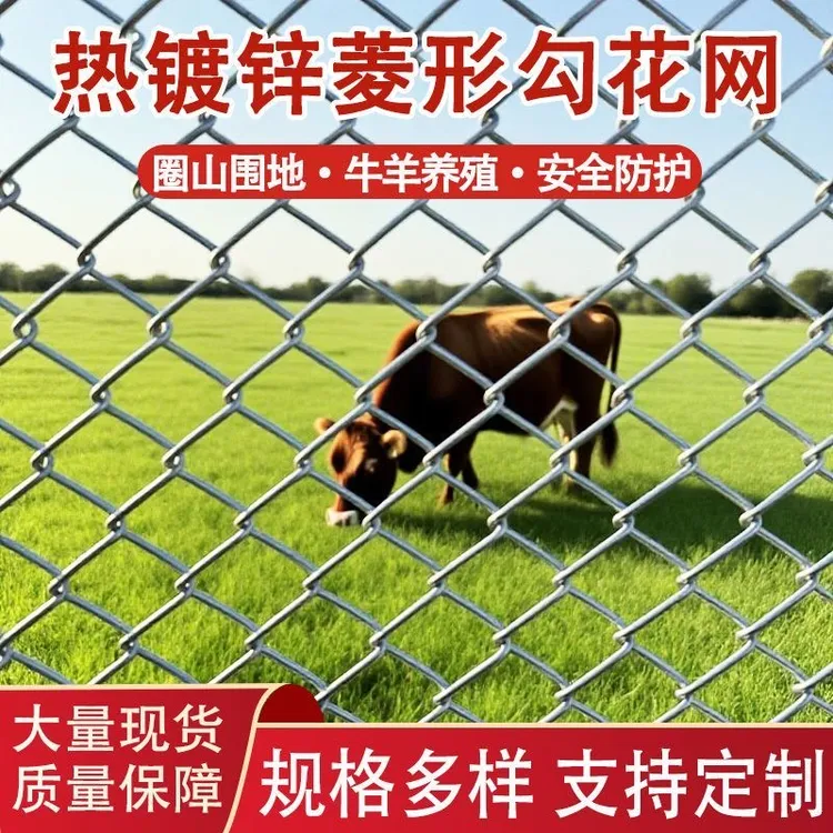 热镀锌防锈钢铁丝网勾花网养殖鸡鸭拦狗猪牛羊围栏网圈山防护栅栏