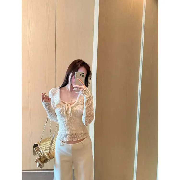 冬日氛围感打底毛茸茸的感觉冬季内搭通体蕾丝很纯欲 显白C 9991#