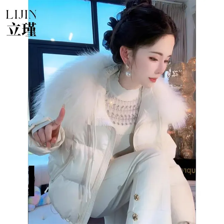 气质御姐大毛领短款设计棉服女装小个女式秋冬双面穿棉服