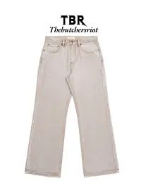 TBR 石膏燕麦色水洗极简素牛elegant版型宽松直筒牛仔裤