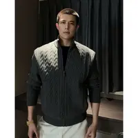 【西博】秋季绞花浮雕针织毛衣男开衫男士休闲立领开衫外套