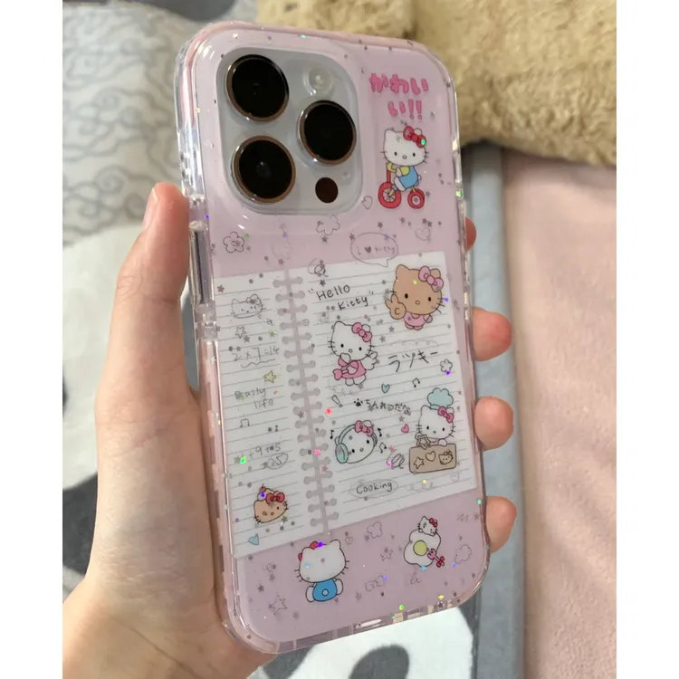 雅天立粉底日记本kitty猫适用苹果16手机壳iPhone17/15promax女14