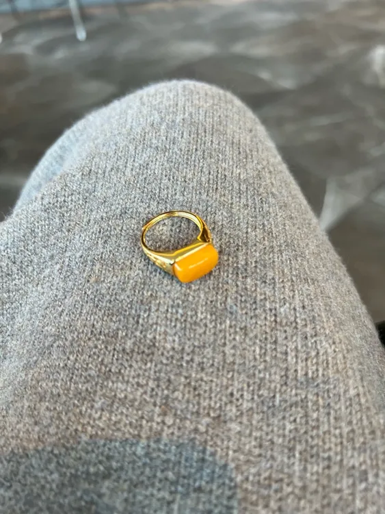 天然蜜蜡新中式中性酷酷蜜蜡戒指开口可调节
