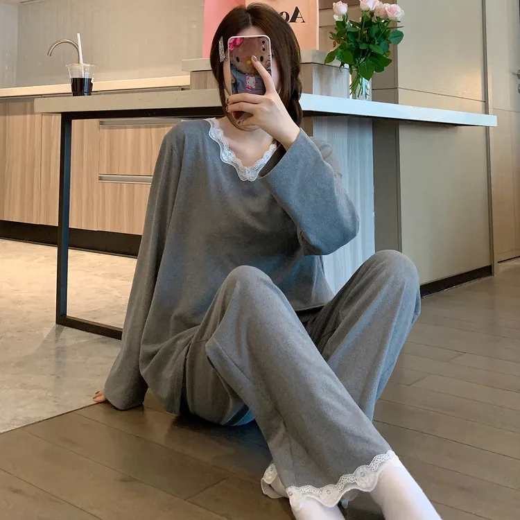韩版舒适保暖德绒睡衣女2025秋冬季大码宽松休闲可外穿家居服套装