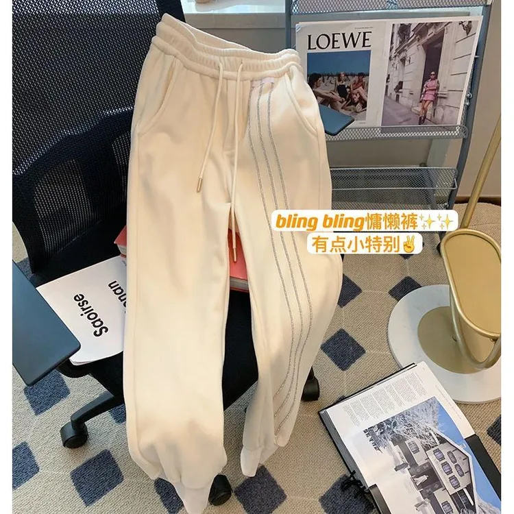 巧妹加绒加厚  束脚米尼保暖卫裤女秋冬新款高腰垂感宽松休闲裤子