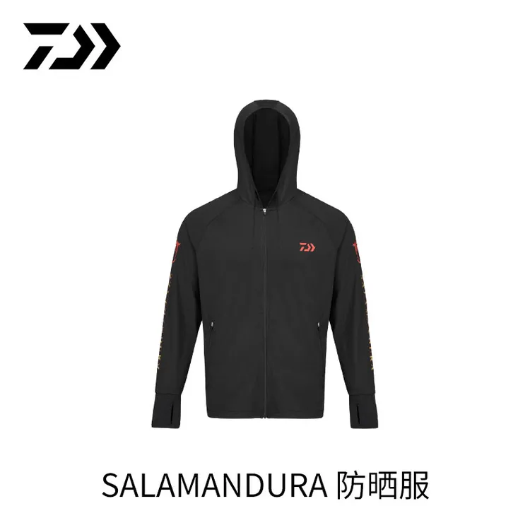 DAIWA达亿瓦 25春夏DE-5125CS 火蜥蜴防晒服连帽拉链长袖黑色外套