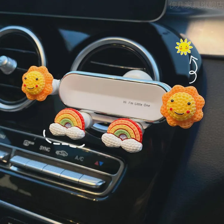 车载手机架汽车出风口吸盘式手机支架卡通车内固定导航车上可爱女