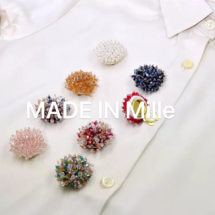 Mille高定纽扣精致套buttoncover爆款绚丽小花