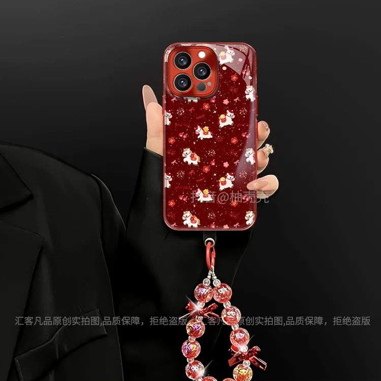 适用于【苹果/oppo/华为/vivo/小米】电镀水凝片红花小马防摔手机壳