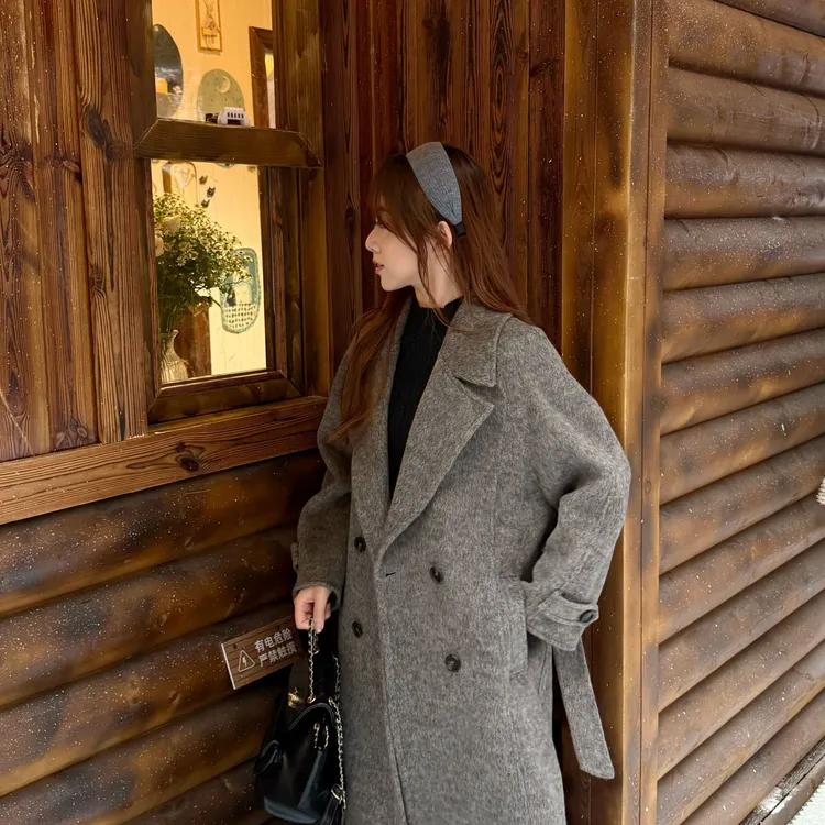 西装领不起球休闲风秋冬毛呢外套气质黑色加厚呢子时尚显瘦韩版