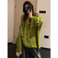 300斤大码女装韩系慵懒镂空针织长袖毛衣女2025新款宽松显瘦上衣