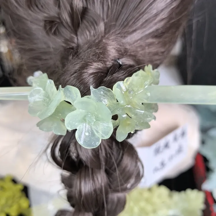 发簪发冠后压天然岫玉后压手工雕刻梅花冠能接受瑕疵再下单