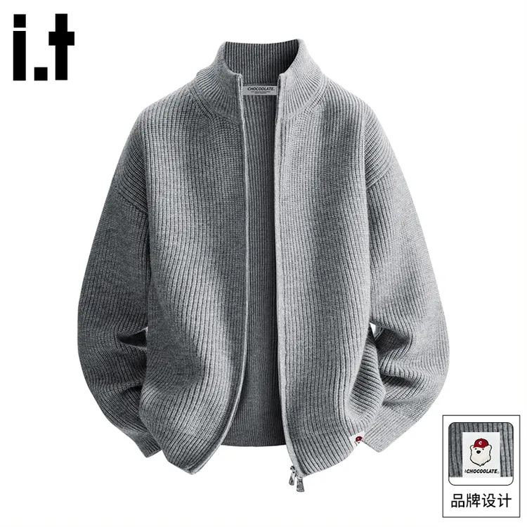it:CHOCOOLATE 开衫毛衣男秋冬季慵懒针织衫外穿男士拉链毛线外套