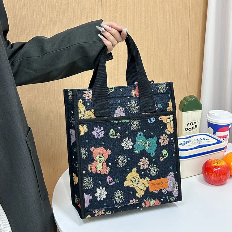 饭盒手提袋帆布补习袋外出轻便时尚补课包便携妈咪包文件袋包包