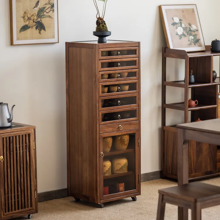 全实木牙科柜茶具柜文玩收纳柜落地乌金木边柜茶水柜茶杯柜50大人