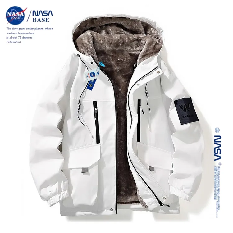 NASA棉衣男冬季2025年新款加绒加厚抗寒棉服宽松美式连帽保暖棉袄