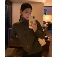 JINY | “柏林灰调"【澳羊毛】高领针织开衫女polo领毛衣 MAMW30565