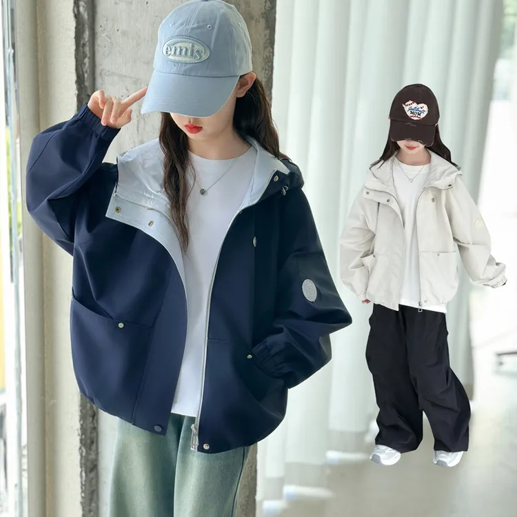 女童外套秋季2025新款洋气女孩儿童超好看秋装女大童春秋连帽上衣