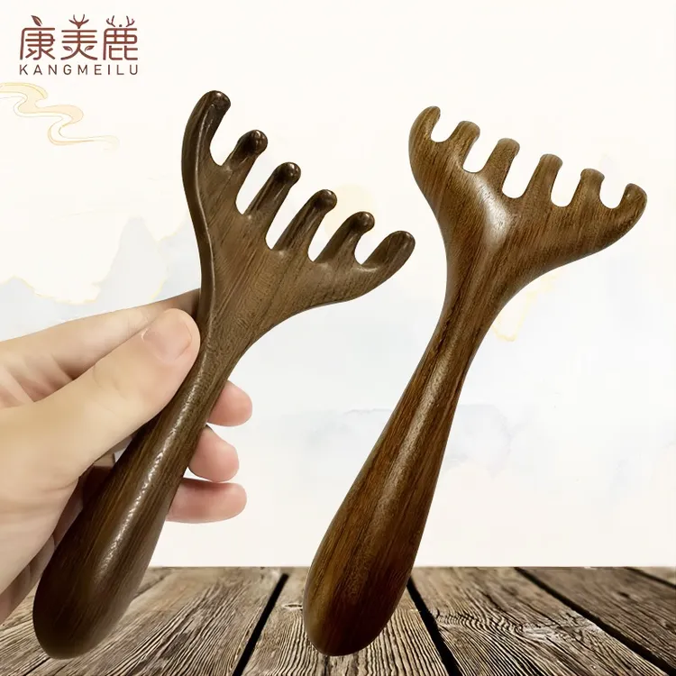 【康羙鹿】檀木鹿角梳头部经络按摩梳头疗头部按摩器加厚便携宽齿梳