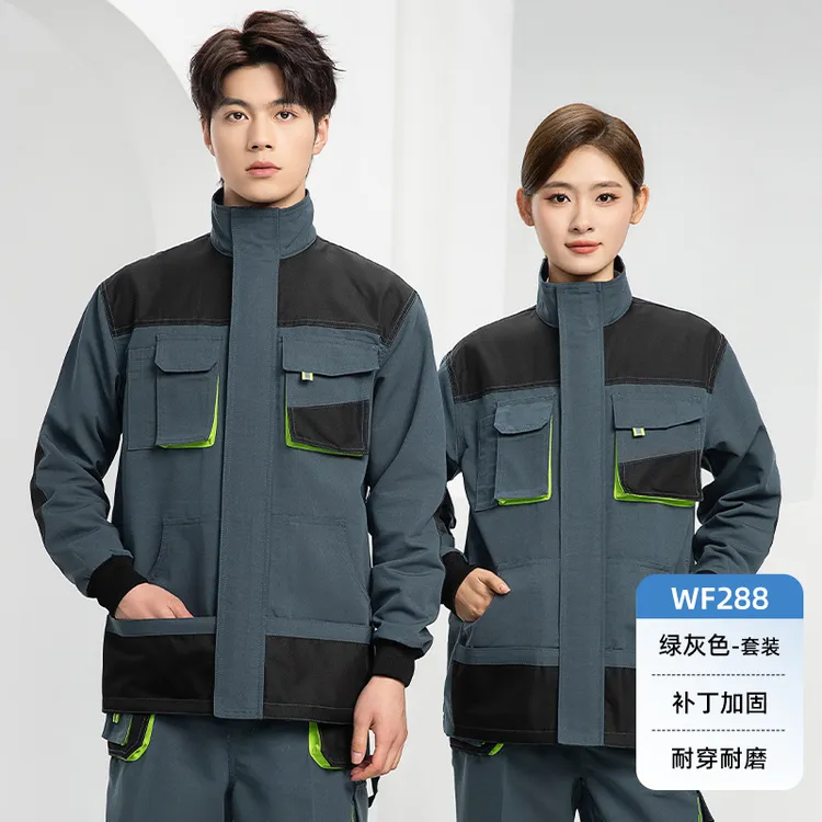 春秋工作服男立体多口袋加固耐磨劳保服上衣套装车间厂服工装定制