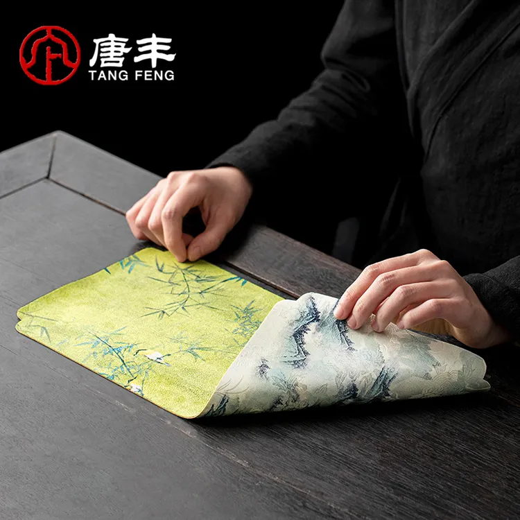 防水茶席家用办公新中式禅意隔热垫茶桌一人饮壶承垫茶道布艺干泡