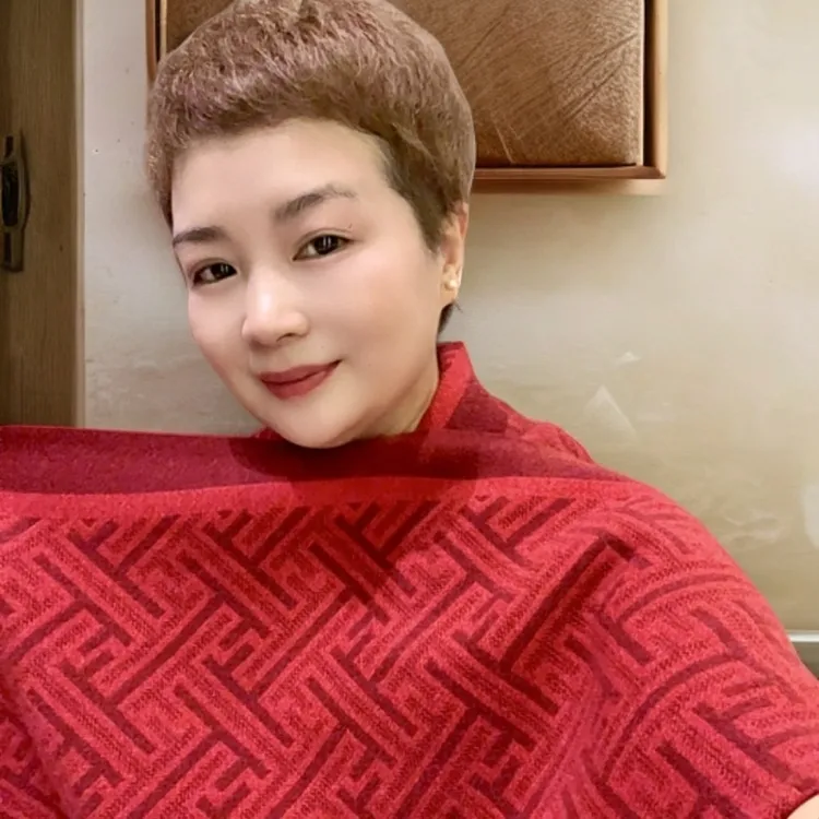 情侣秋冬季老钱风老花双面提花披肩围巾红色高级感时尚气质百搭