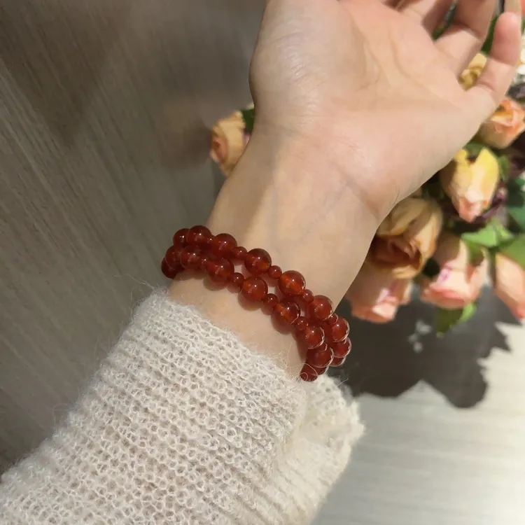 【许我耀眼】红玛瑙双圈手链小众设计 多样性发一