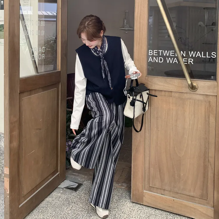 小个子显高显瘦休闲风套装裤女2025秋季新款马甲内搭阔腿裤三件套
