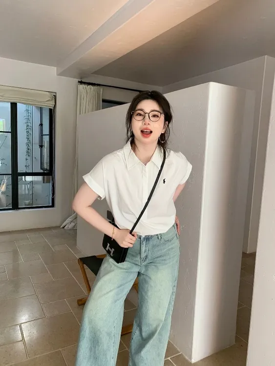 巨鹿工作室“高干文女主”松弛感老钱风气质小飞袖衬衫大码短袖衬衣