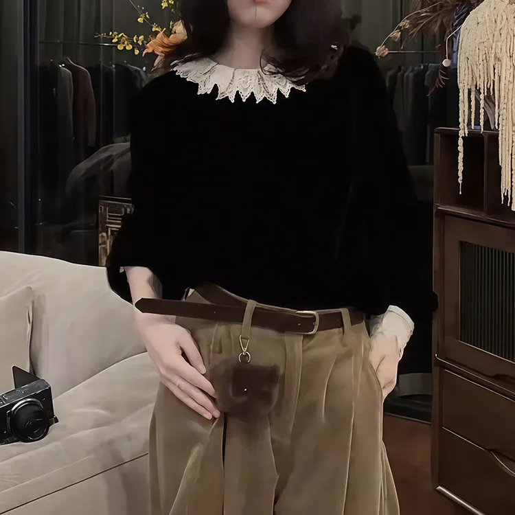 娃娃领秋冬时髦内搭衬衫2025新款长袖气质漂亮女装轻奢设计感上衣