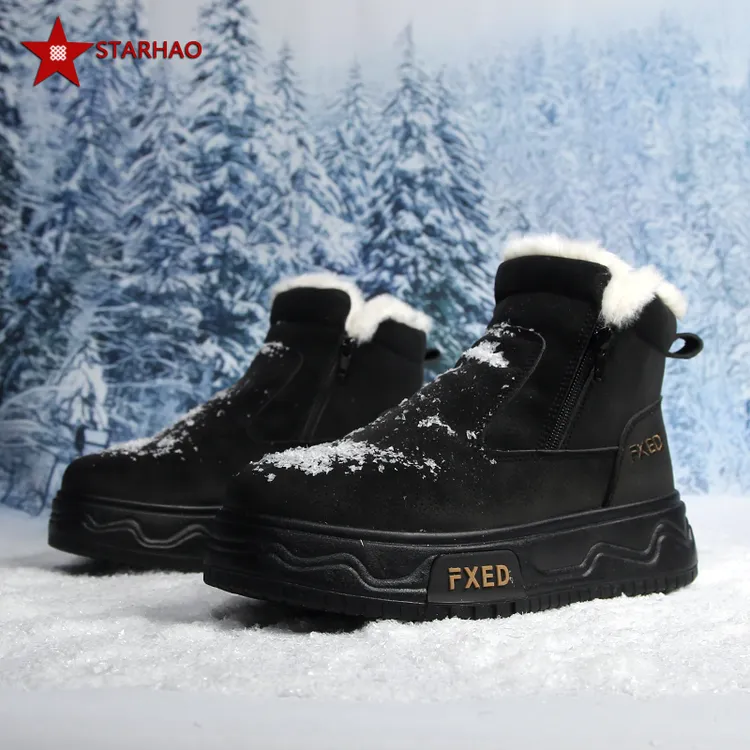 防滑圆头保暖雪地靴时尚雪地靴短靴棉靴加绒冬季百搭户外厚底加厚