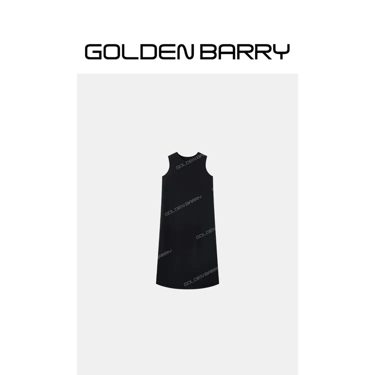GOLDENBARRY「静影裙」后背交叉设计背心裙气质宽松连衣裙306051