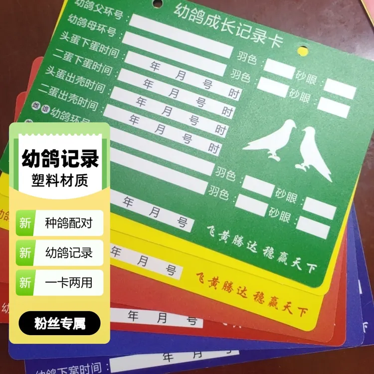 塑料材质幼鸽成长记录卡可以反复使用不怕水1包10张