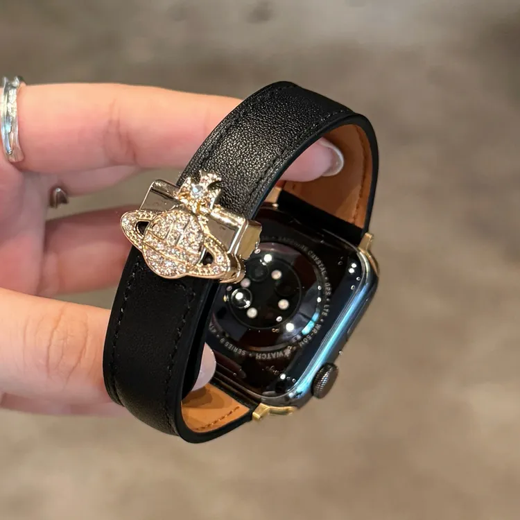 轻奢感土星磁吸扣皮质苹果手表表带适用于Apple Watch789iwatch10