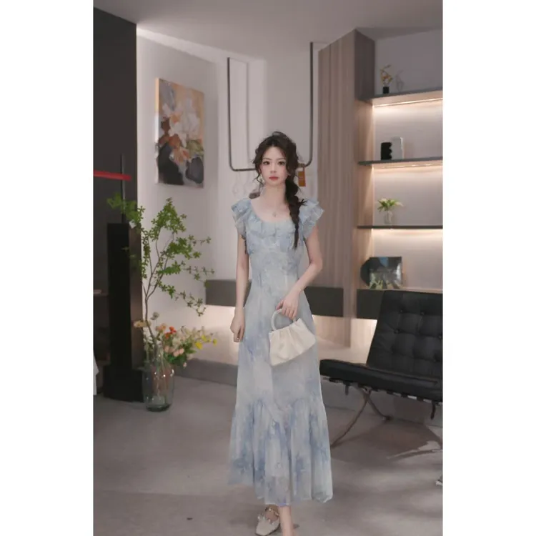 晓西-晚风清梦--夏季新款优雅气质显瘦法式连衣裙-B6115K