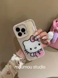 边框钻粉色kitty猫适用iphone16苹果15promax手机壳14可爱13卡通