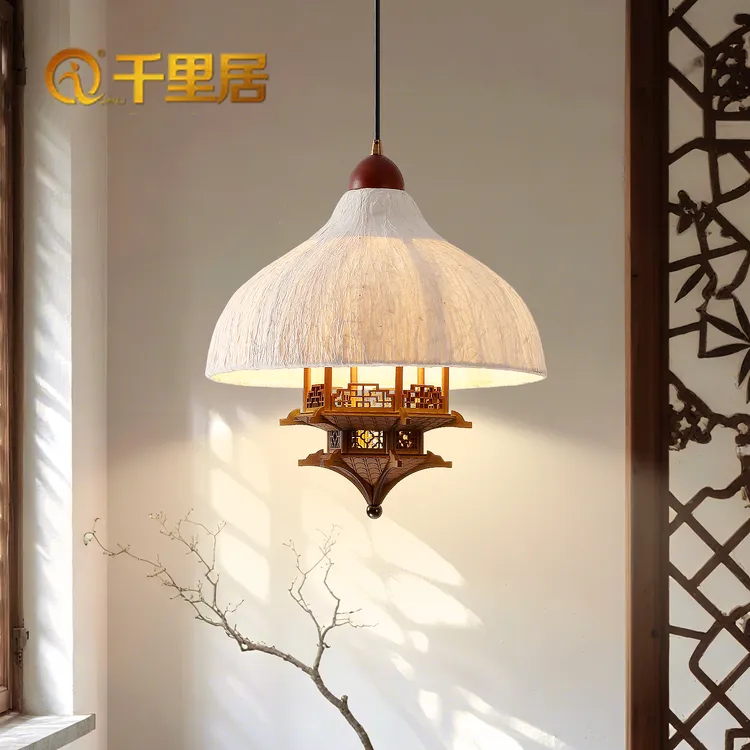 新中式宋式美学仿古建筑国风宣纸禅意茶室餐厅凉亭玄关卧室小吊灯