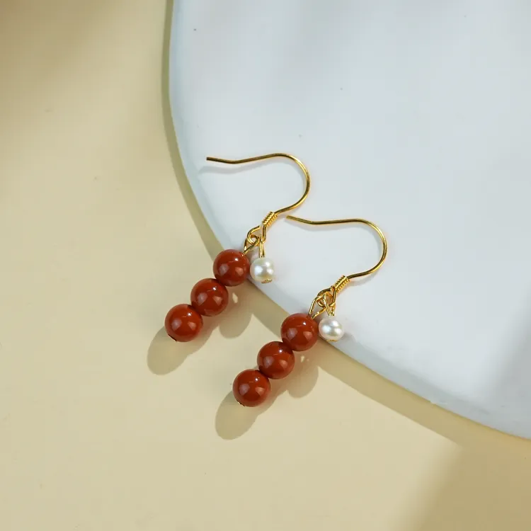 周西西珠宝南红玛瑙耳钩5mm复古高级大气设计耳钩多样性发货20254