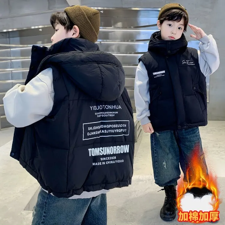 男童冬装加棉马甲2025新款加厚保暖休闲韩版坎肩外穿背心洋气潮酷