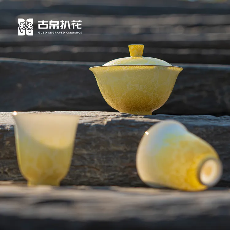 古帛扒花 花神盖碗《十二花神》景德镇手工高档茶具礼盒套组 盖碗