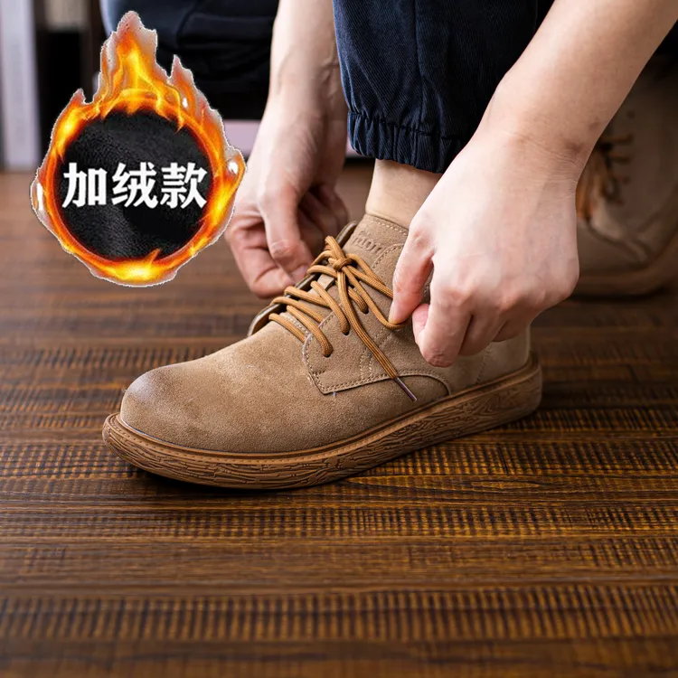 99710加绒款反绒皮翻皮毛时尚工装靴中帮英伦风真皮复古百搭短靴