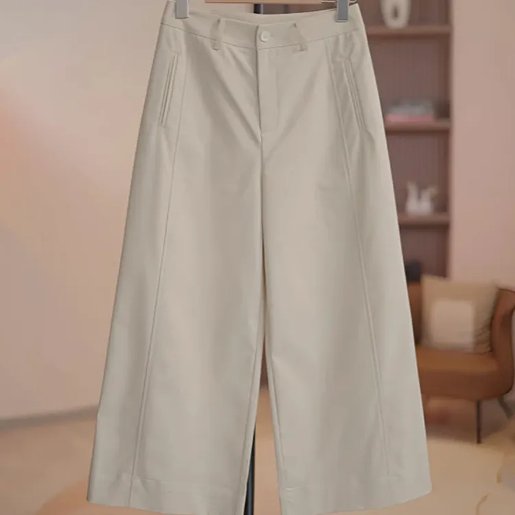 【八分裤】天丝阔腿裤女夏季薄款休闲直筒八分小个子