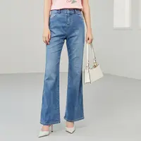 【晨粉专享价】含桑蚕丝2025年新款酷飒时尚简约风显瘦喇叭裤长裤女