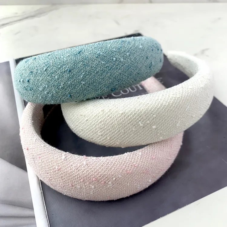 小香风细闪白色高颅顶宽发箍蓝色厚海绵头箍2025新款春夏头饰女