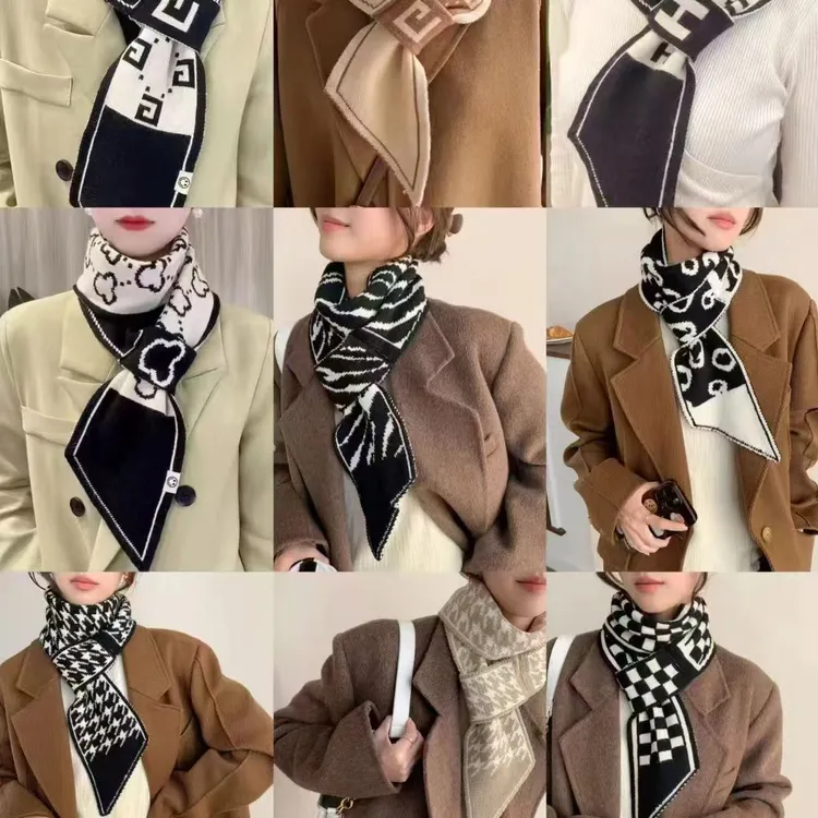 双面毛线小围巾女冬季双层防寒加厚保暖针织围脖百搭洋气护颈脖套