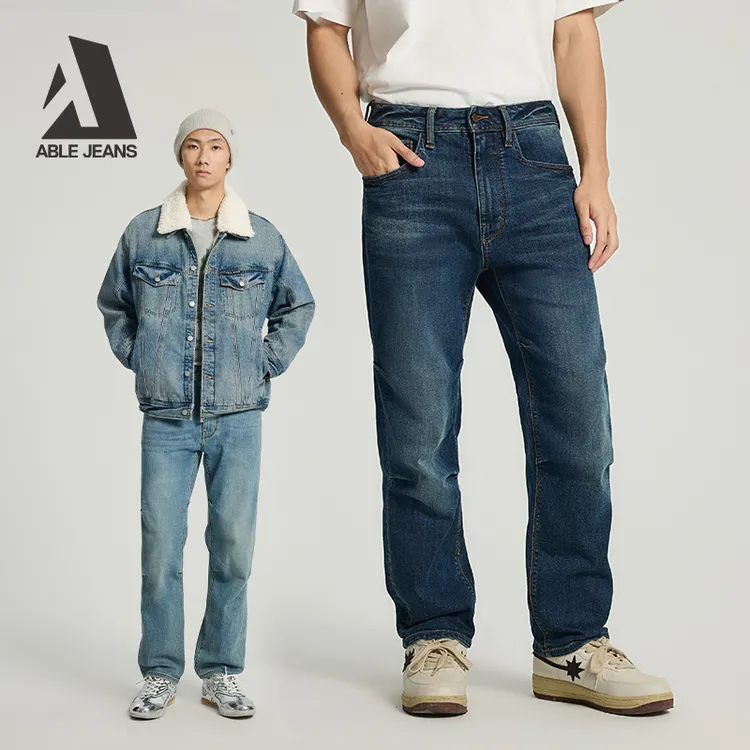ABLEJEANS【直筒滑板裤】25年爆款秋季弹力舒适百搭宽松男款牛仔裤