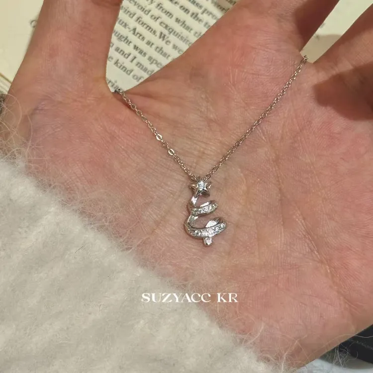 Suzyacc Kr 坠链均925银合成锆石 【圣诞树】项链气质轻奢DX0306