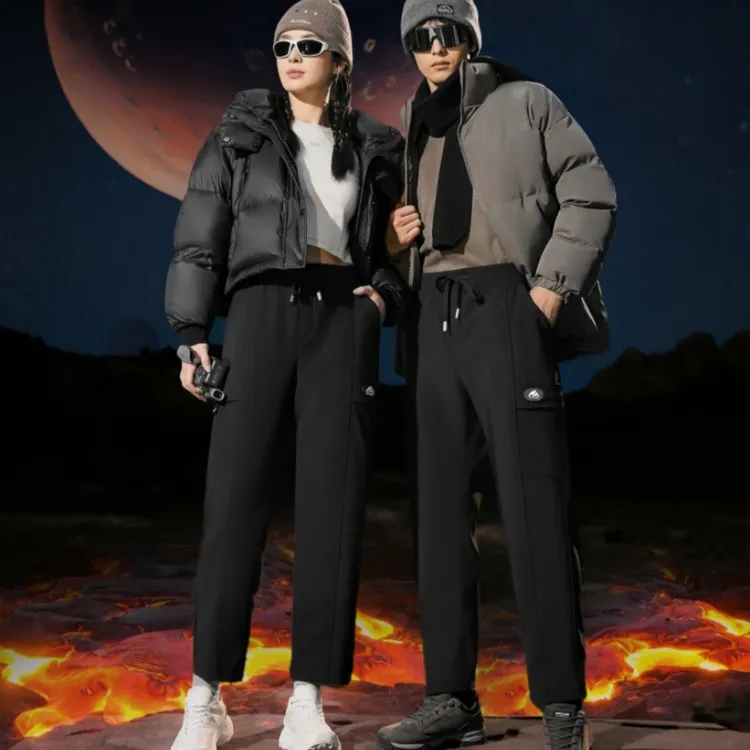 秋冬季户外休闲工装裤宽松加绒加厚锁温直筒裤运动防水防风长裤